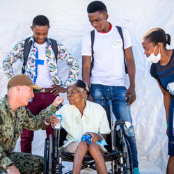 soldier with family