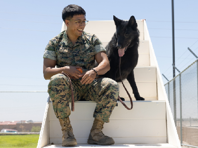 Marine with dog training