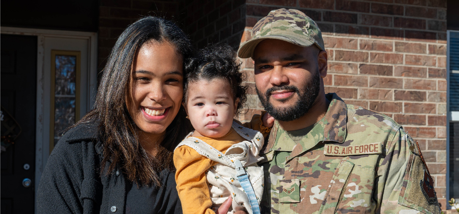 Soldier with wife and child